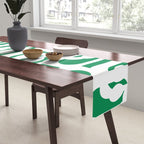 Mid Century Modern Loop Pattern in Kelly Green and White Table Runner Gallery Image 2