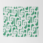 Mid Century Modern Loop Pattern in Kelly Green and White Throw Blanket Gallery Image 2