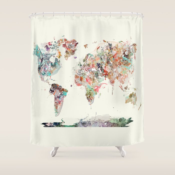 world map Shower Curtain Gallery Image 1