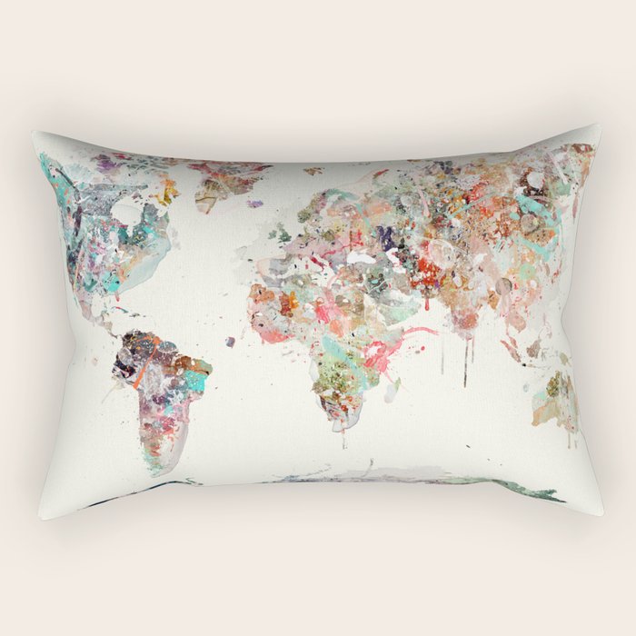 world map Rectangular Pillow Gallery Image 2