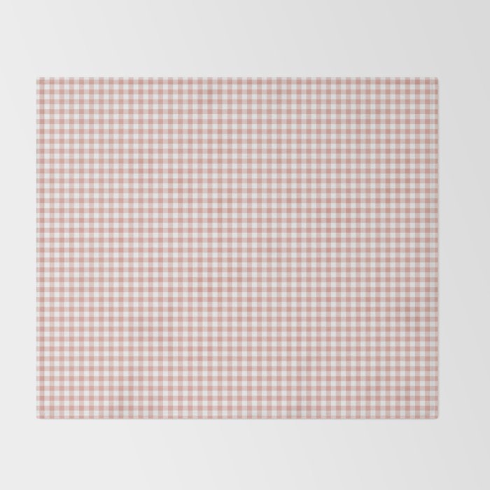 Blush Pink and White Gingham Check Throw Blanket Gallery Image 2