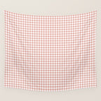 Blush Pink and White Gingham Check Wall Tapestry Gallery Image 4