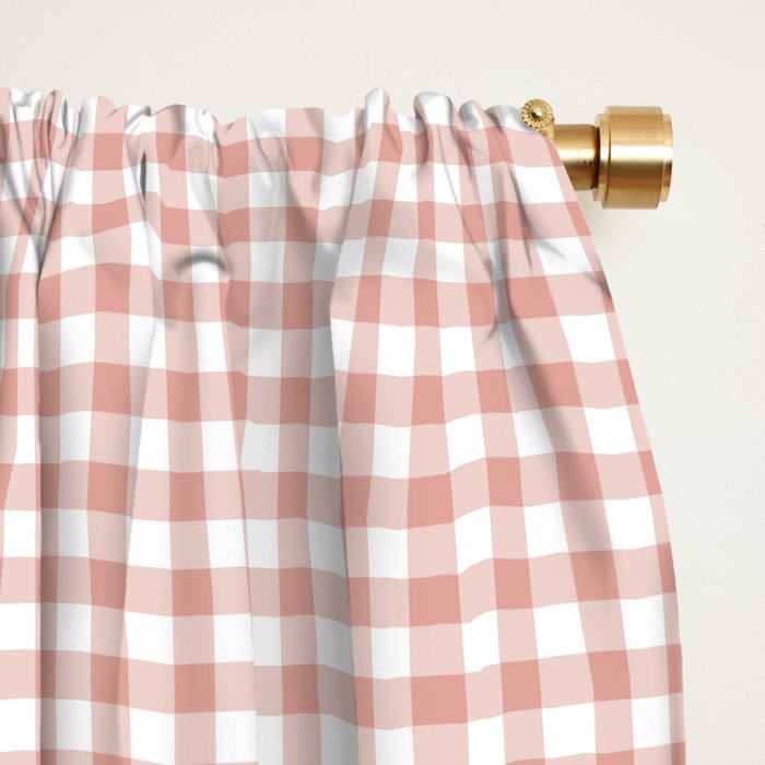 Blush Pink and White Gingham Check Window Curtain Gallery Image 2