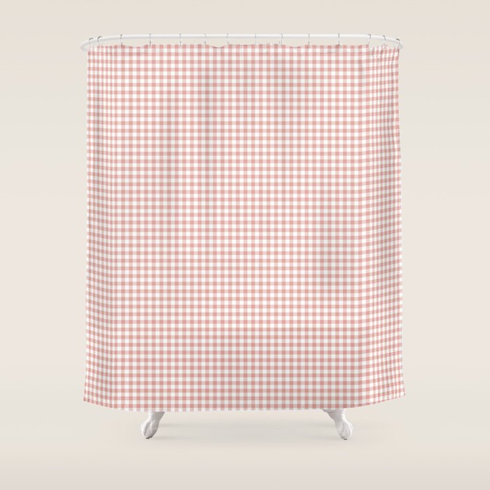 Blush Pink and White Gingham Check Shower Curtain Gallery Image 1