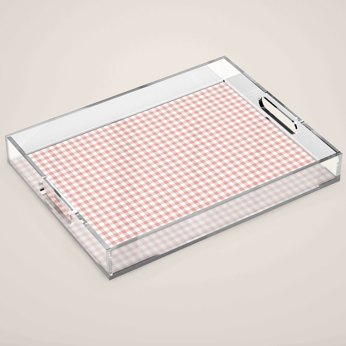 Blush Pink and White Gingham Check Acrylic Tray Gallery Image 1