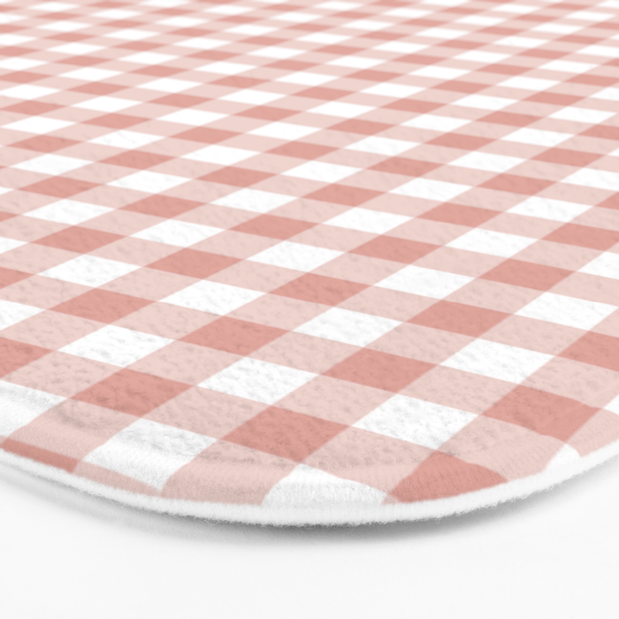 Blush Pink and White Gingham Check Bath Mat Gallery Image 3