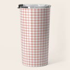Blush Pink and White Gingham Check Travel Mug Gallery Image 3