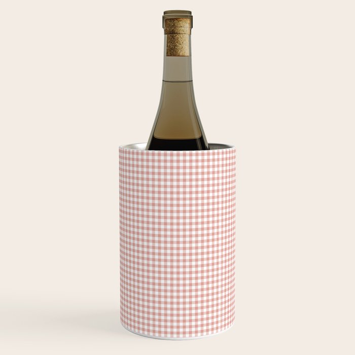Blush Pink and White Gingham Check Wine Chiller Gallery Image 1