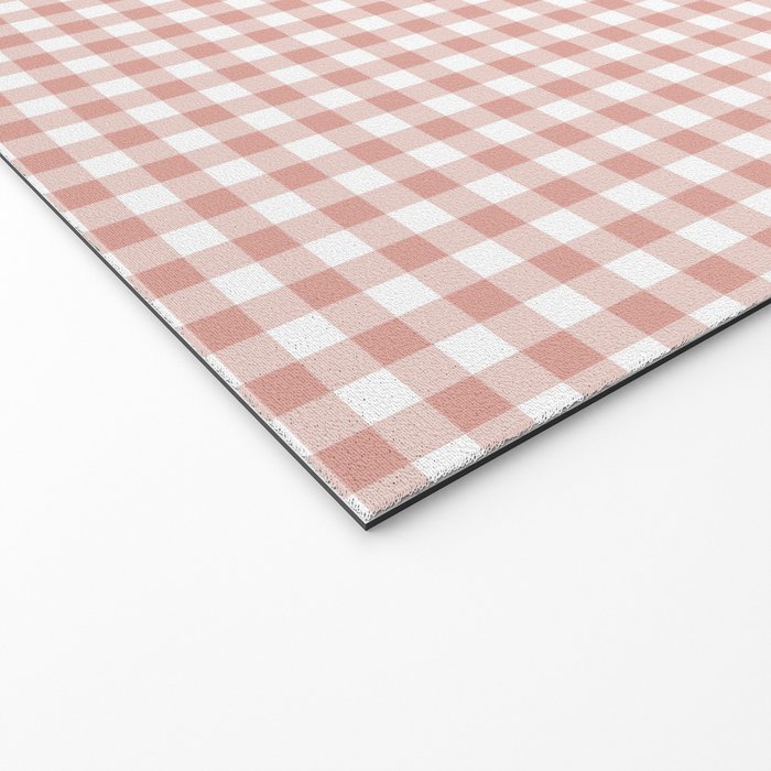 Blush Pink and White Gingham Check Welcome Mat Gallery Image 2