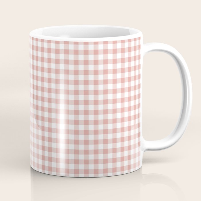Blush Pink and White Gingham Check Coffee Mug Gallery Image 1