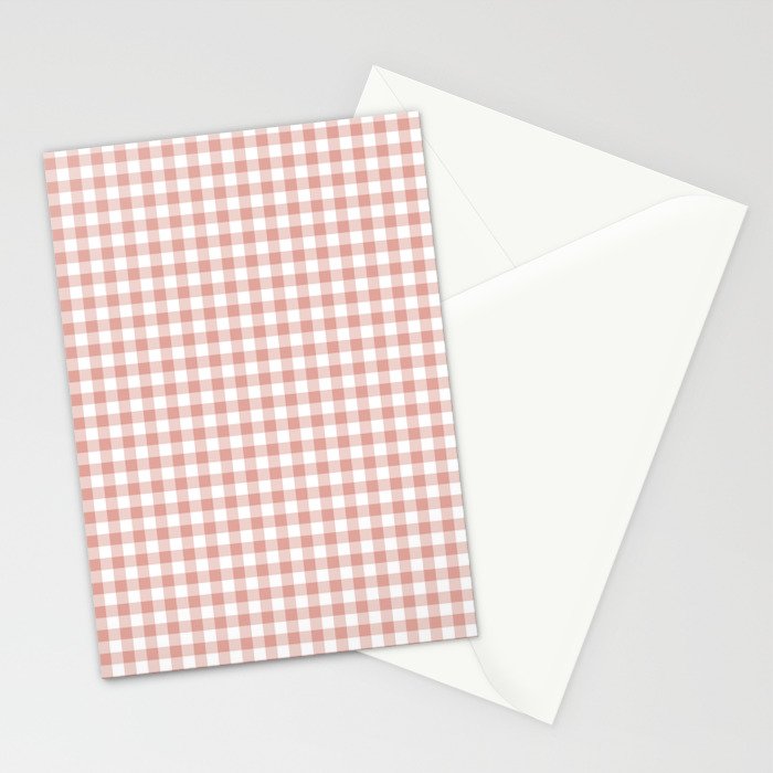 Blush Pink and White Gingham Check Stationery Card Gallery Image 2