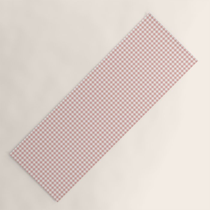 Blush Pink and White Gingham Check Yoga Mat Gallery Image 1