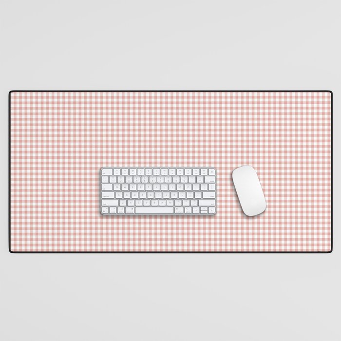 Blush Pink and White Gingham Check Desk Mat Gallery Image 1