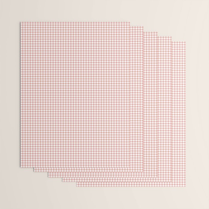 Blush Pink and White Gingham Check Wrapping Paper Gallery Image 3