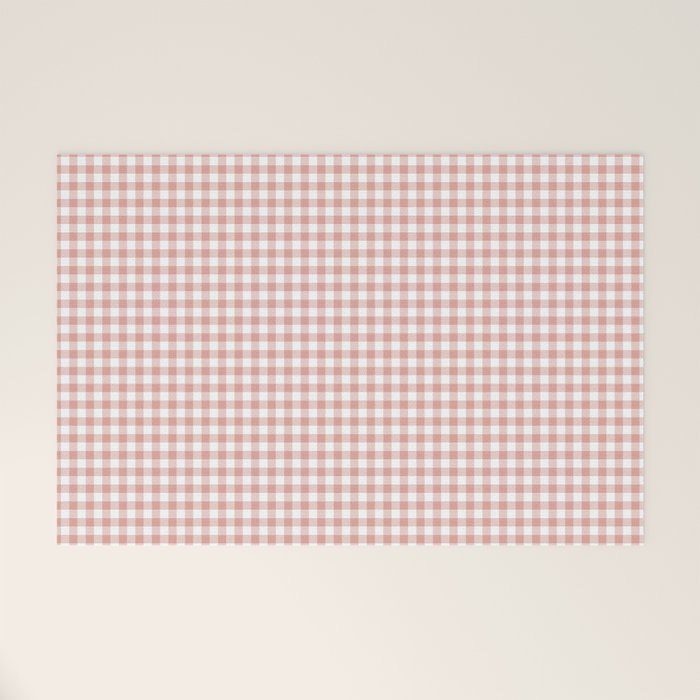 Blush Pink and White Gingham Check Welcome Mat Gallery Image 1