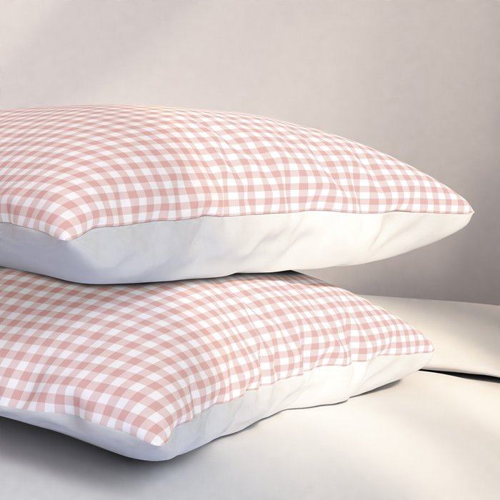 Blush Pink and White Gingham Check Pillow Sham Gallery Image 3