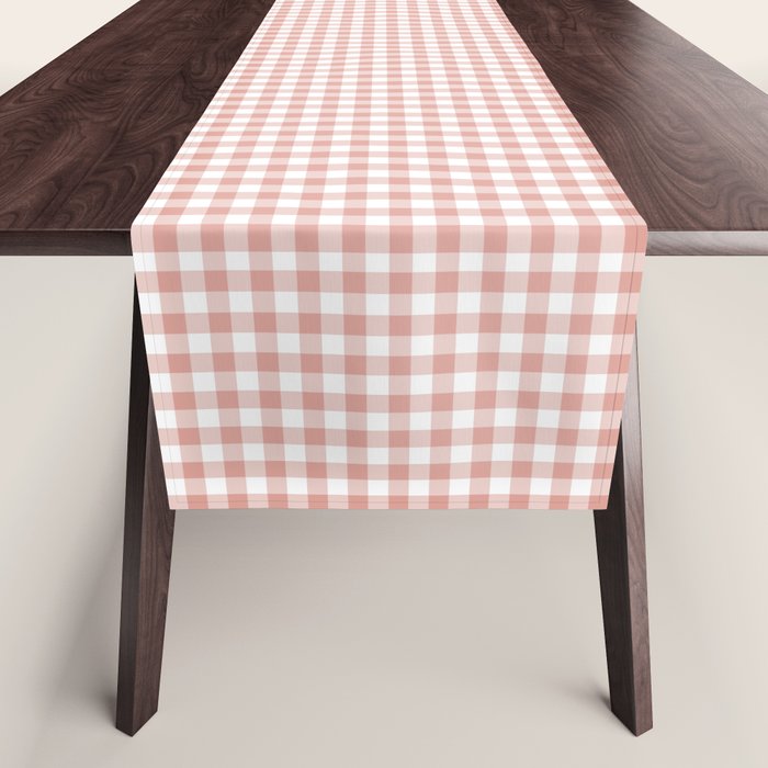 Blush Pink and White Gingham Check Table Runner Gallery Image 1