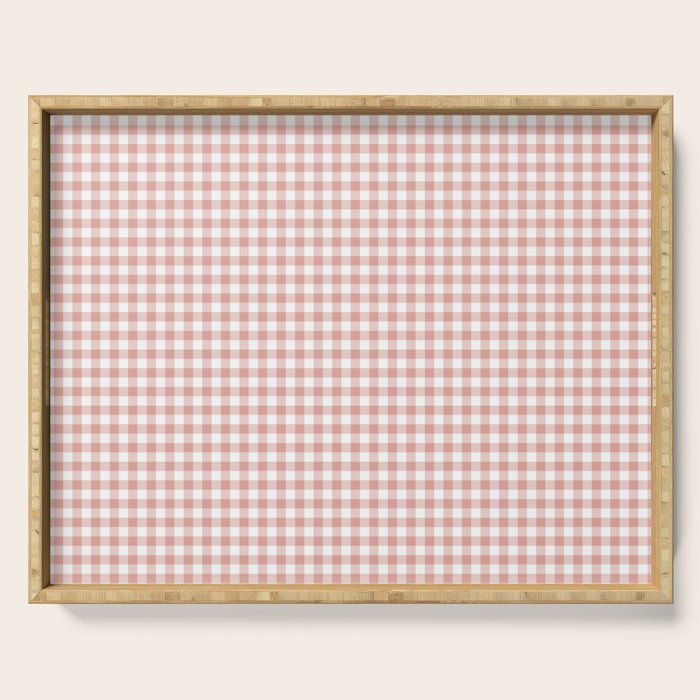 Blush Pink and White Gingham Check Serving Tray Gallery Image 1