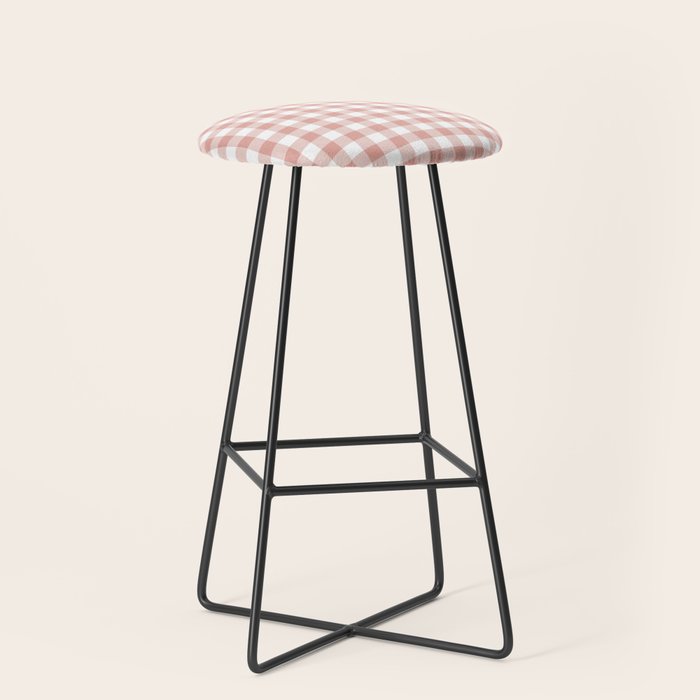 Blush Pink and White Gingham Check Stool Gallery Image 1