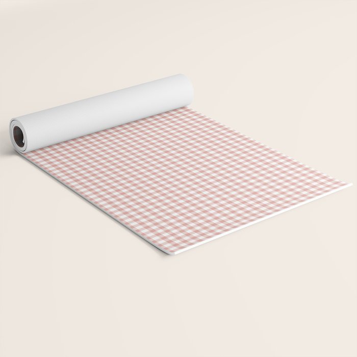 Blush Pink and White Gingham Check Yoga Mat Gallery Image 2