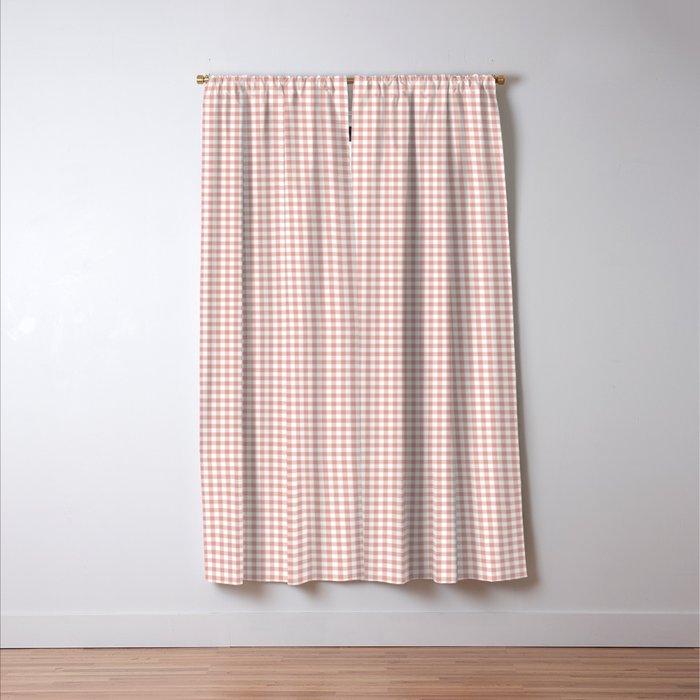 Blush Pink and White Gingham Check Window Curtain Gallery Image 3