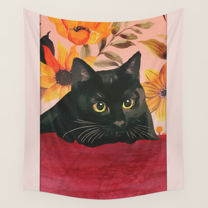 Black Cat Wall Tapestry Gallery Image 4