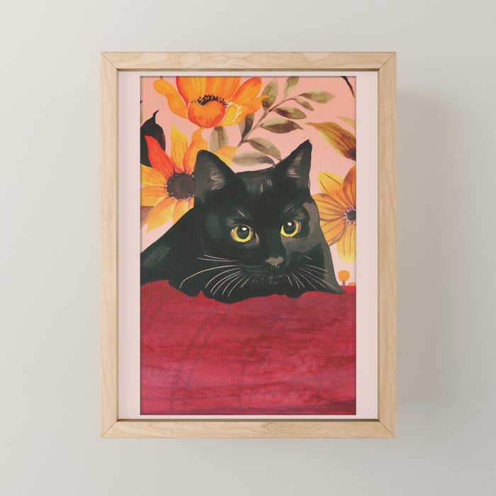 Black Cat Mini Art Print Gallery Image 1