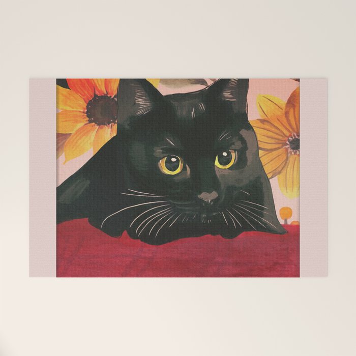 Black Cat Welcome Mat Gallery Image 1