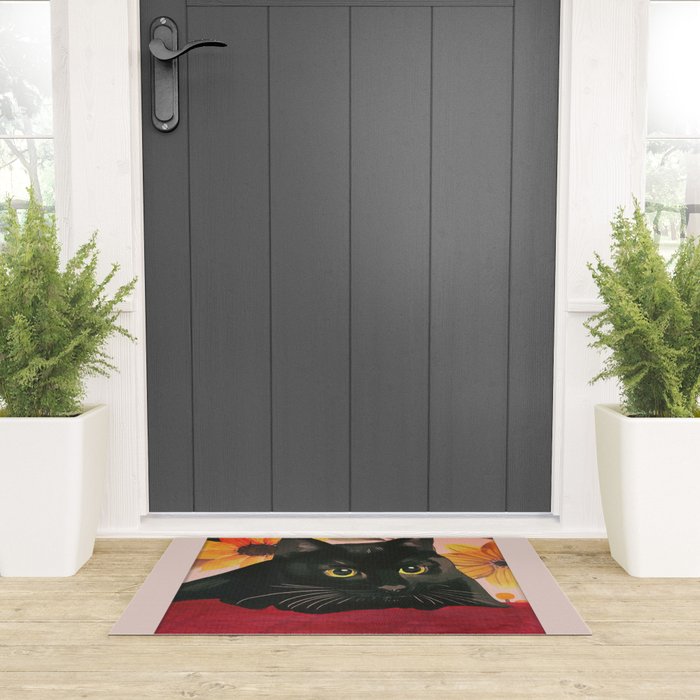 Black Cat Welcome Mat Gallery Image 3
