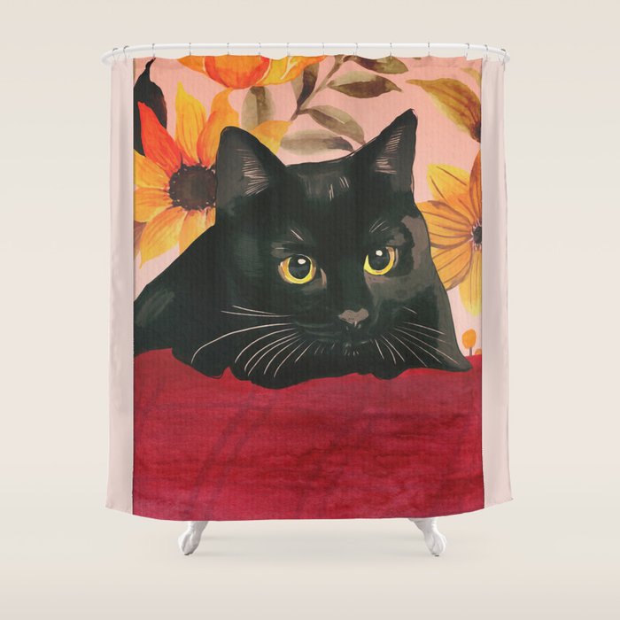 Black Cat Shower Curtain Gallery Image 1