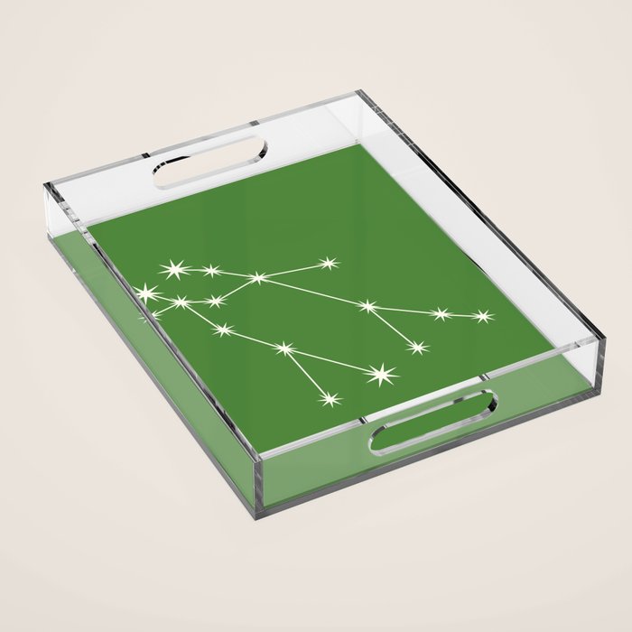 Gemini Zodiac Star Constellation Line Art Kelly Green Acrylic Tray Gallery Image 1