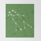 Gemini Zodiac Star Constellation Line Art Kelly Green Throw Blanket Gallery Image 2
