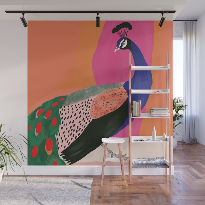 Beautiful Peacock Wall Mural Gallery Image 1