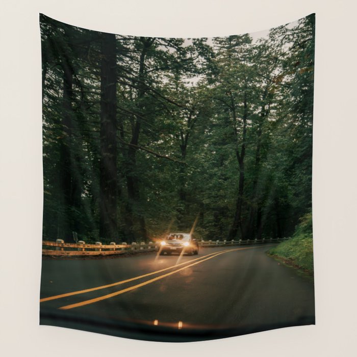 Headlights in the Forest Wall Tapestry Gallery Image 1