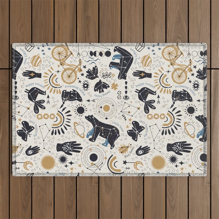 Happy nordic crypto-astrology Outdoor Rug Gallery Image 1