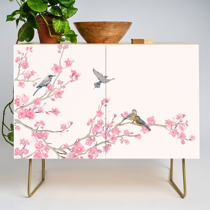 Birds and cherry blossoms Credenza Gallery Image 1