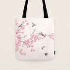 Birds and cherry blossoms Tote Bag Gallery Image 1