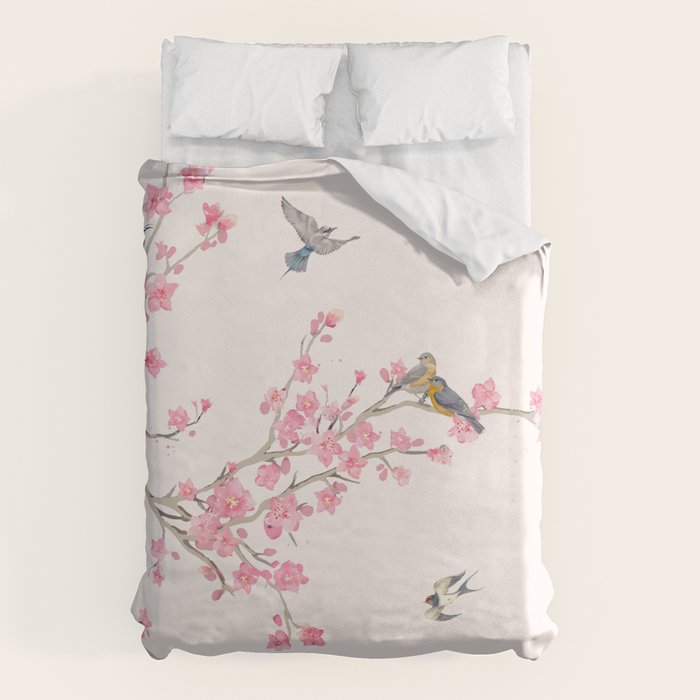 Birds and cherry blossoms Duvet Cover Gallery Image 6