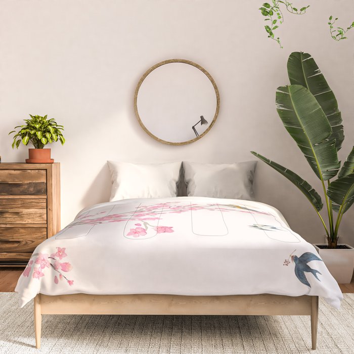 Birds and cherry blossoms Comforter Gallery Image 3