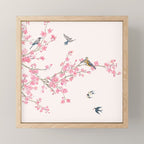 Birds and cherry blossoms Mini Art Print Gallery Image 1