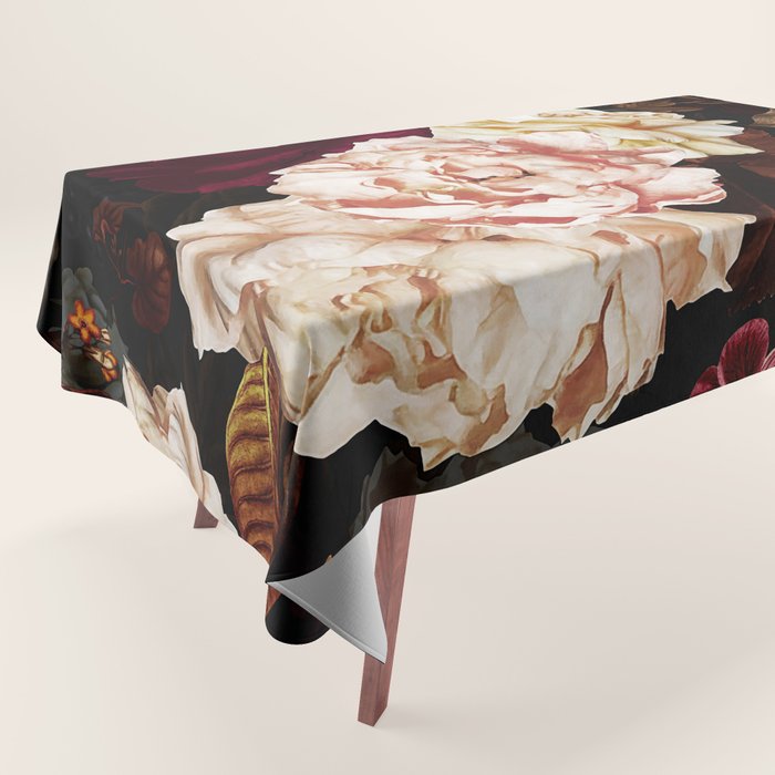 Vintage & Shabby Chic - Midnight Rose and Peony Garden Tablecloth Gallery Image 1