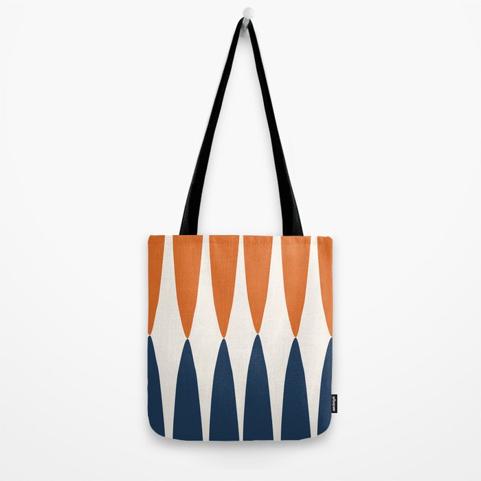Abstract Shapes 106 Pattern in vintage Orange and Navy Blue  Tote Bag Gallery Image 2