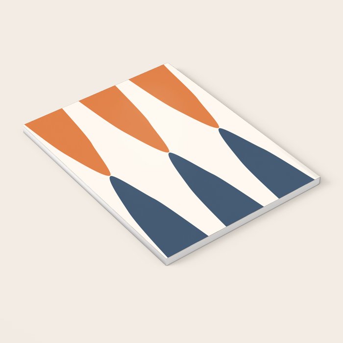 Abstract Shapes 106 Pattern in vintage Orange and Navy Blue  Notebook Gallery Image 3
