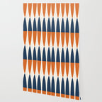 Abstract Shapes 106 Pattern in vintage Orange and Navy Blue  Wallpaper Gallery Image 2