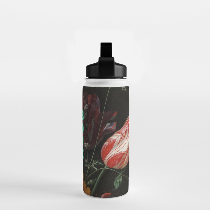 Absolutely - Motivational Quote, Inspirational Typography on Painting of Flowers Water Bottle Gallery Image 2
