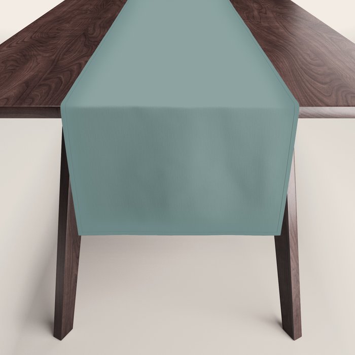 AEGEAN TEAL Dusty Solid Color Plain Neutral Earthy Tone  Table Runner Gallery Image 1