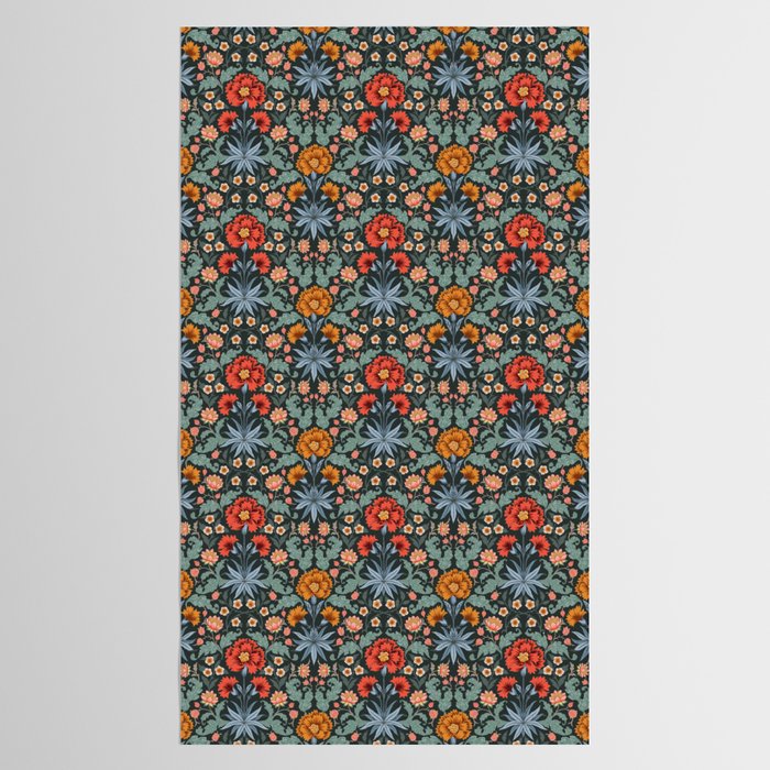 Victorian Carnation in Moody Red and Blue Tablecloth Gallery Image 2