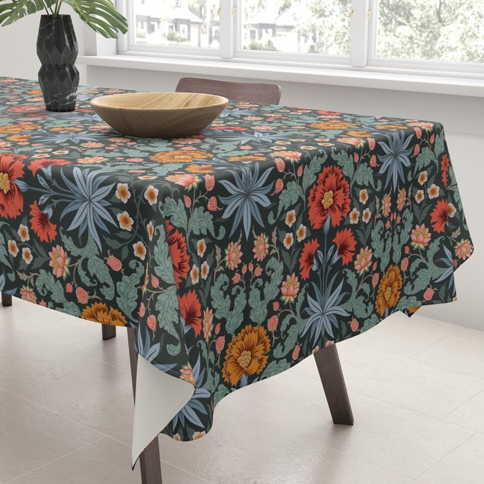 Victorian Carnation in Moody Red and Blue Tablecloth Gallery Image 3