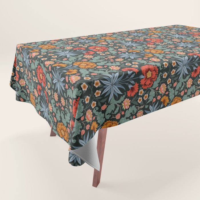 Victorian Carnation in Moody Red and Blue Tablecloth Gallery Image 1