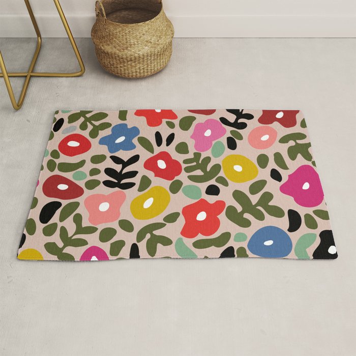 Flower meadow in muted colours Rug Gallery Image 1